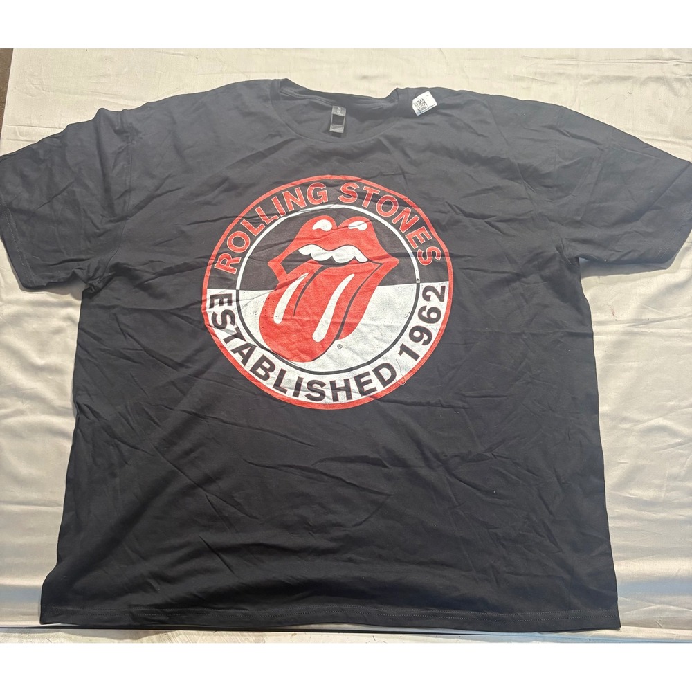 Rolling Stones Established 1962 Tongue Logo Graphic T-Shirt Black Mens 3XL
